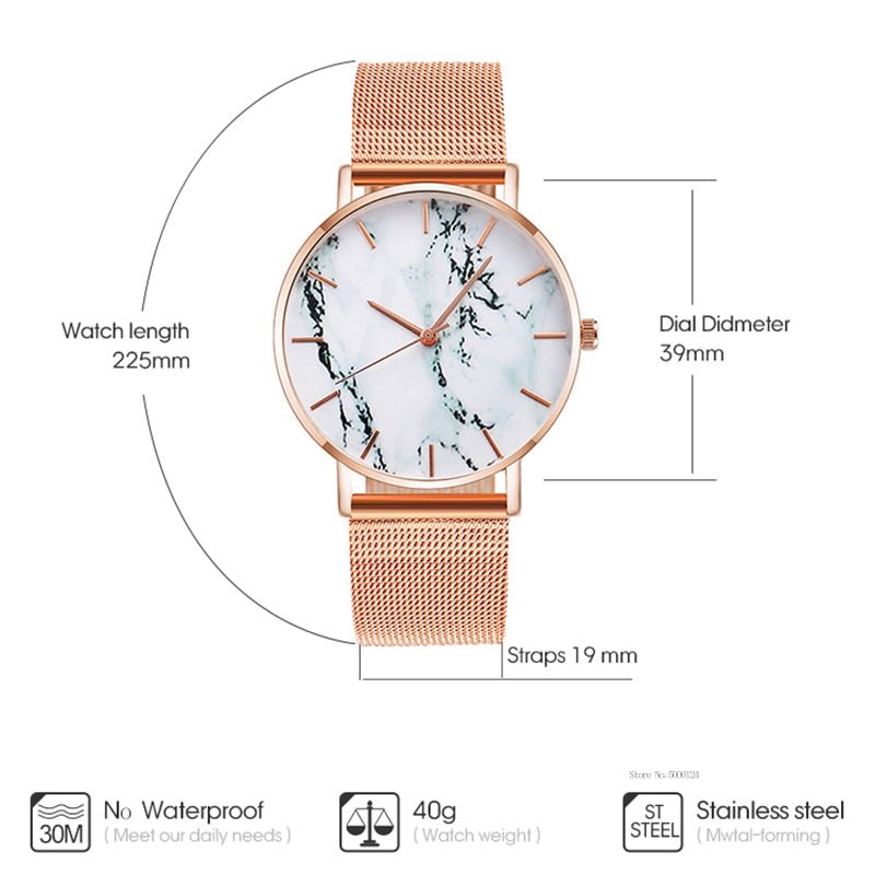 Mesh Band Marble Watch - SavageBiz