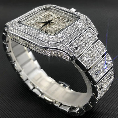 MISSFOX Ice Out Square Watch For Men - SavageBiz