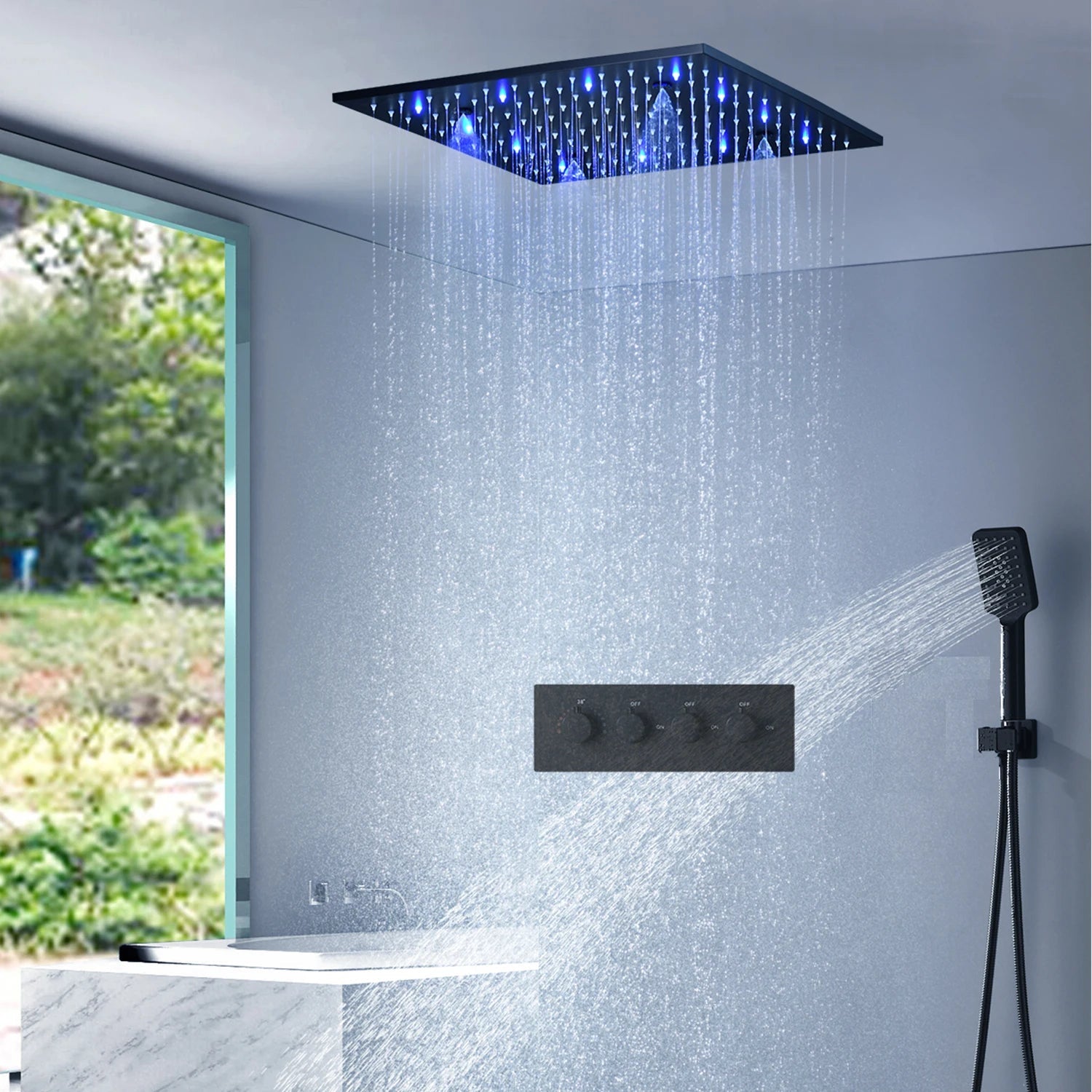 SKY RAIN High-Quality Black Massage Shower Head Panel - SavageBiz