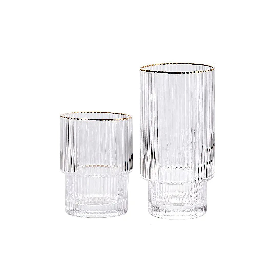 Stackable Gold Rim Ripple Drinking Glass - SavageBiz