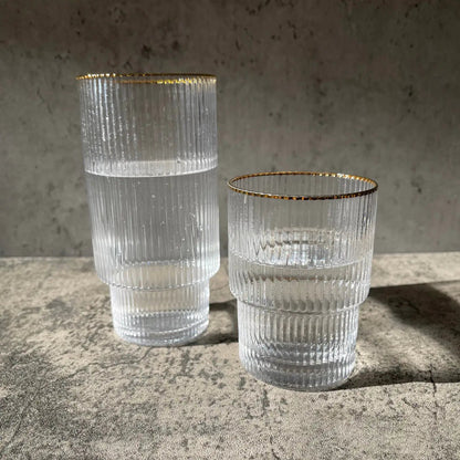 Stackable Gold Rim Ripple Drinking Glass - SavageBiz