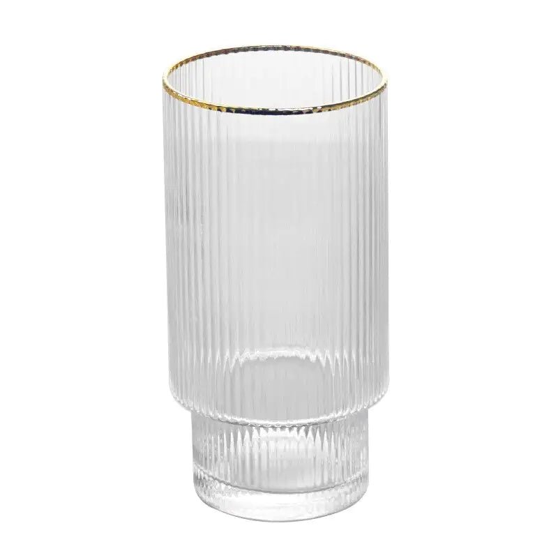 Stackable Gold Rim Ripple Drinking Glass - SavageBiz