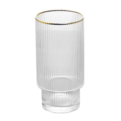 Stackable Gold Rim Ripple Drinking Glass - SavageBiz