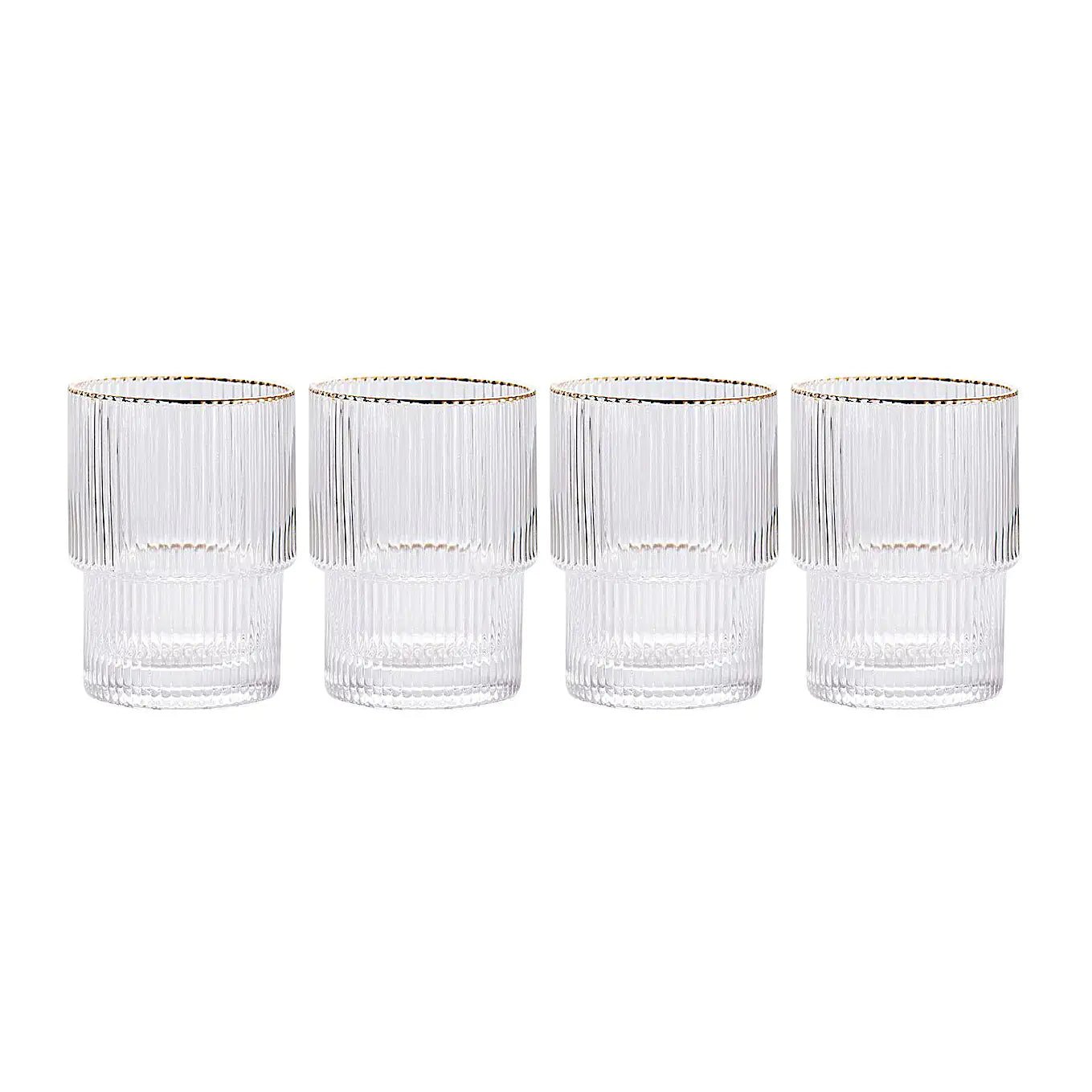 Stackable Gold Rim Ripple Drinking Glass - SavageBiz