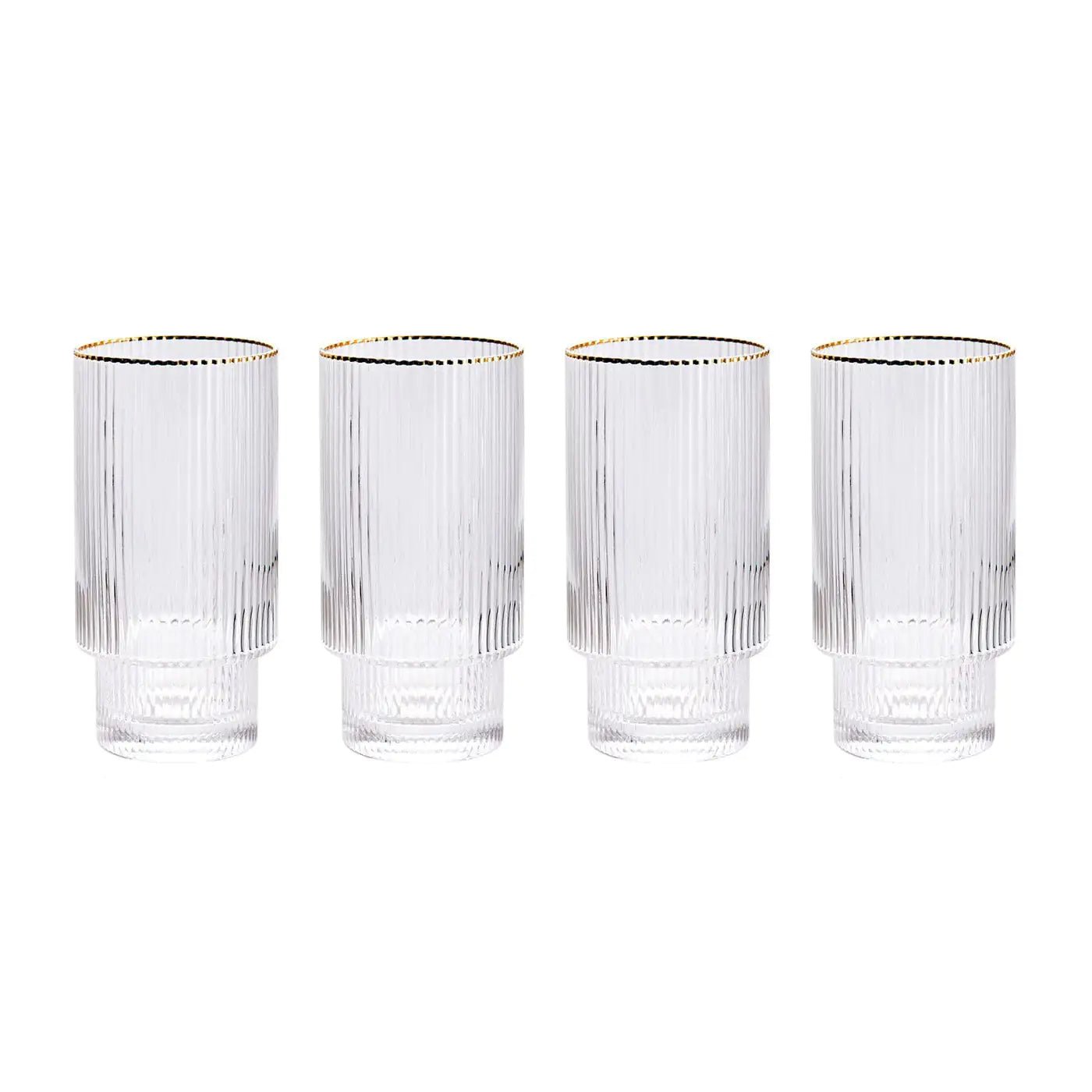 Stackable Gold Rim Ripple Drinking Glass - SavageBiz