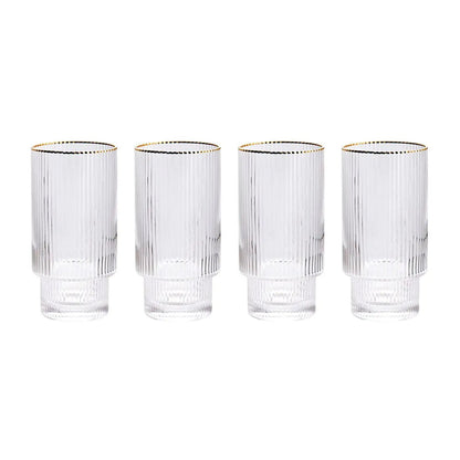 Stackable Gold Rim Ripple Drinking Glass - SavageBiz