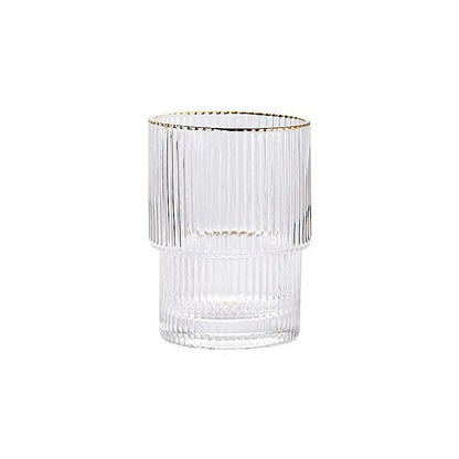 Stackable Gold Rim Ripple Drinking Glass - SavageBiz