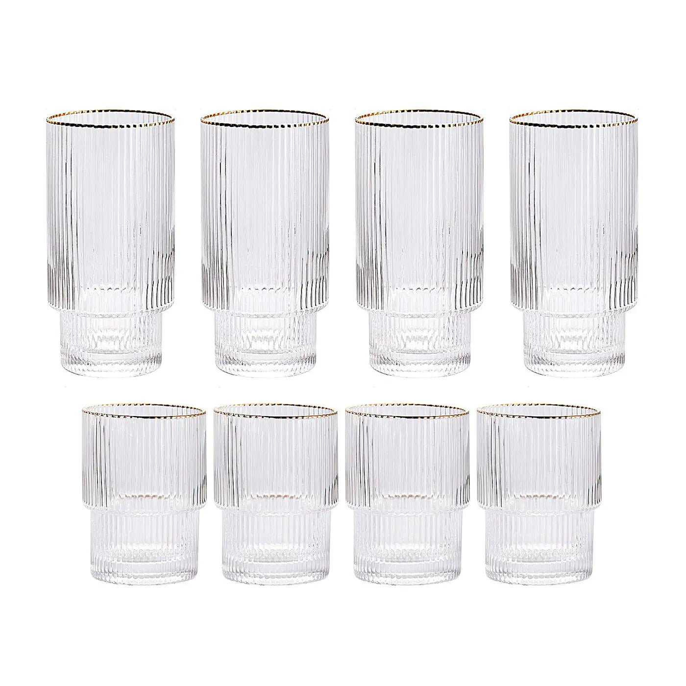 Stackable Gold Rim Ripple Drinking Glass - SavageBiz