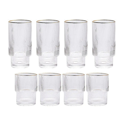 Stackable Gold Rim Ripple Drinking Glass - SavageBiz