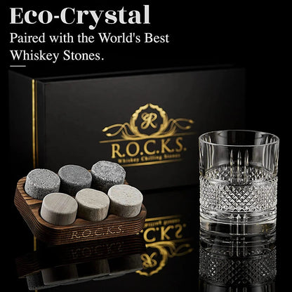 The Connoisseur's Set - Whiskey Stones & Reserve Whiskey Crystal Glass - SavageBiz