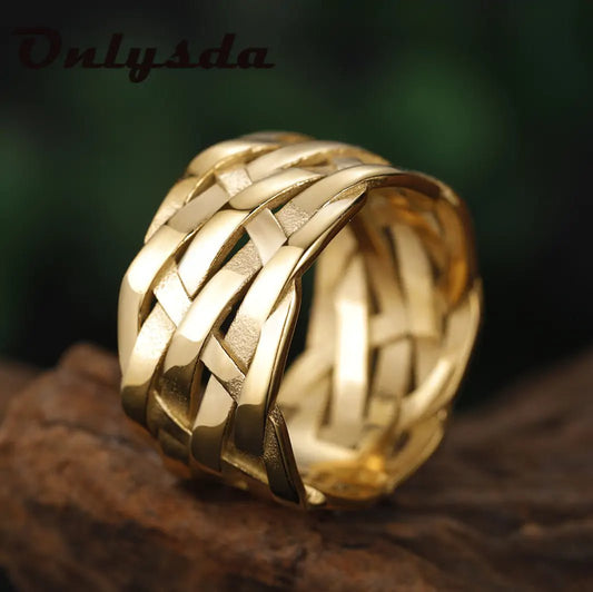 Vintage Weave Stainless Steel Rings - SavageBiz