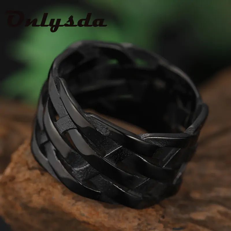 Vintage Weave Stainless Steel Rings - SavageBiz