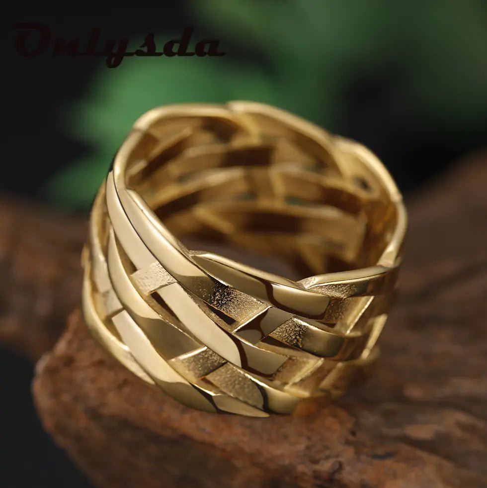 Vintage Weave Stainless Steel Rings - SavageBiz