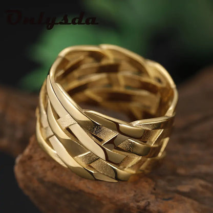 Vintage Weave Stainless Steel Rings - SavageBiz
