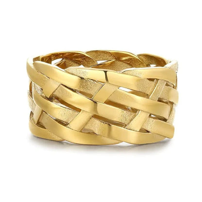 Vintage Weave Stainless Steel Rings - SavageBiz