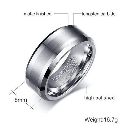 Vnox Classical Tungsten Carbide Ring for Men - SavageBiz