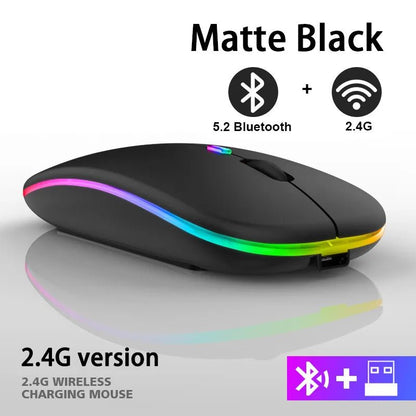 WMGW 2.4G Wireless Mouse RGB Rechargeable Bluetooth Mice - SavageBiz