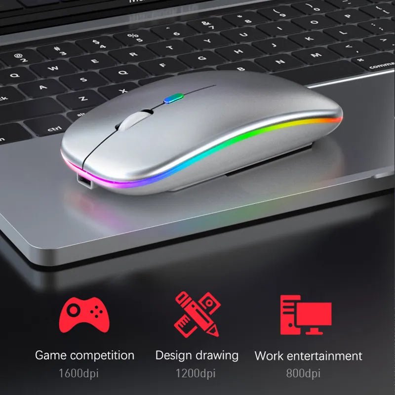 WMGW 2.4G Wireless Mouse RGB Rechargeable Bluetooth Mice - SavageBiz