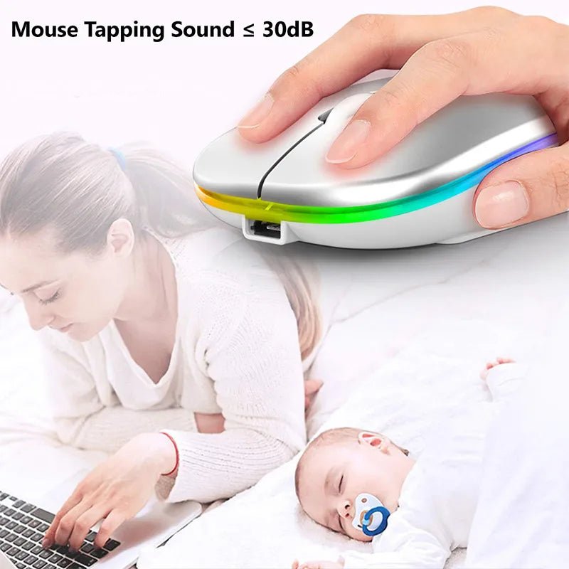 WMGW 2.4G Wireless Mouse RGB Rechargeable Bluetooth Mice - SavageBiz