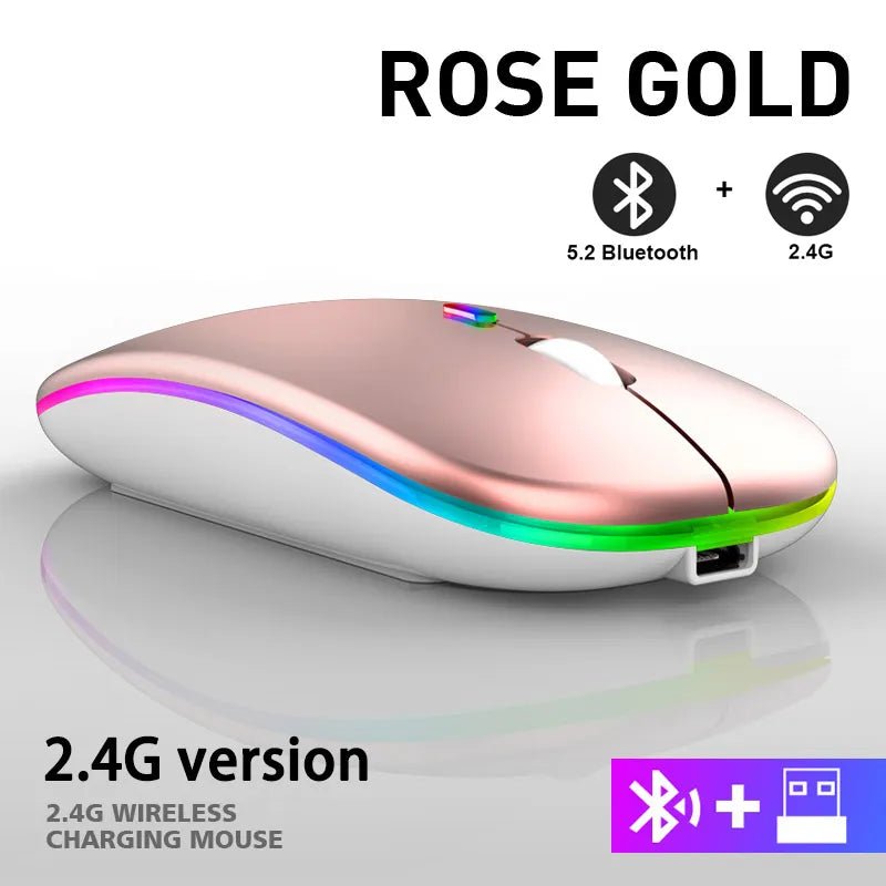 WMGW 2.4G Wireless Mouse RGB Rechargeable Bluetooth Mice - SavageBiz