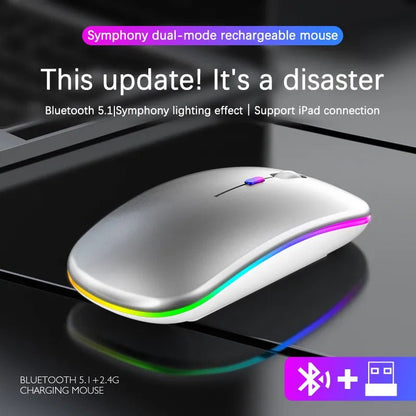 WMGW 2.4G Wireless Mouse RGB Rechargeable Bluetooth Mice - SavageBiz