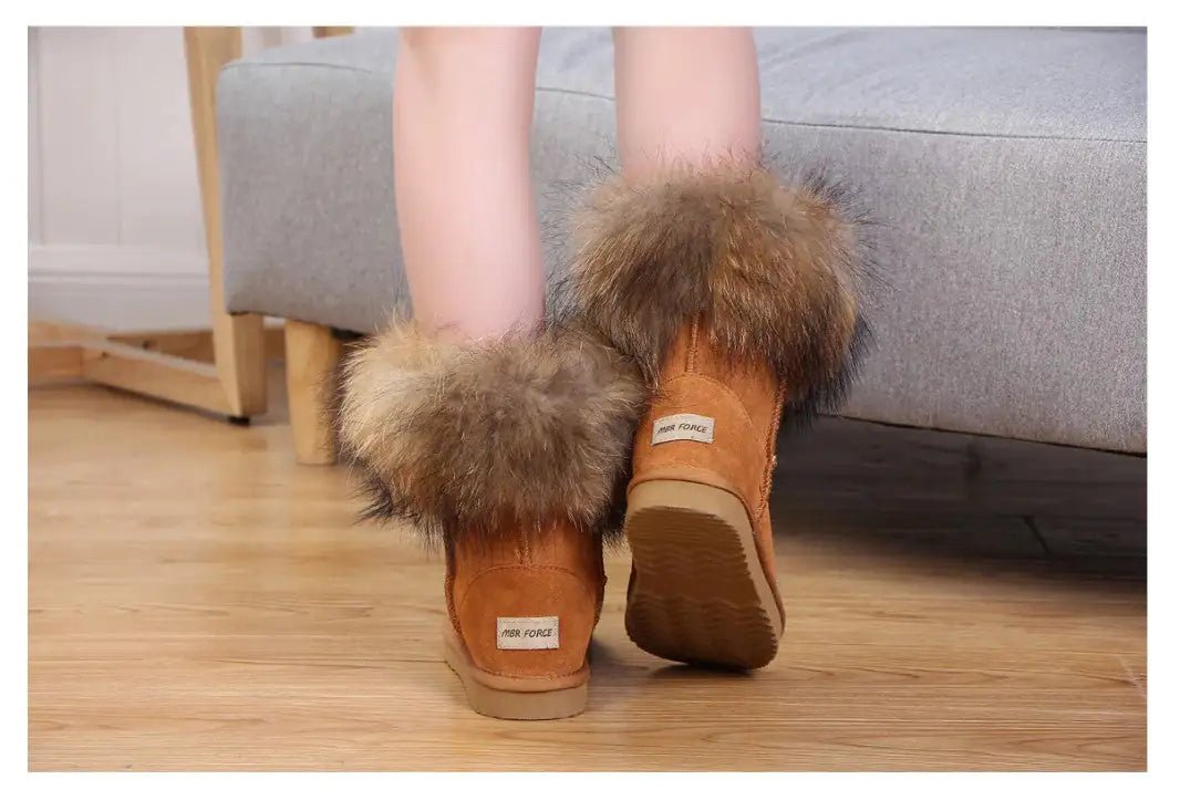 Women's Fox Fur Snow Boots - SavageBiz