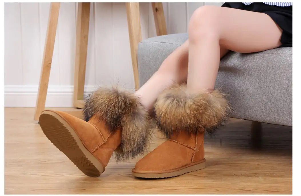 Women's Fox Fur Snow Boots - SavageBiz